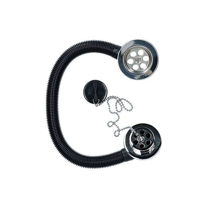 1-1/2" (38mm) Chrome Bath Waste Drain & Overflow with Rubber