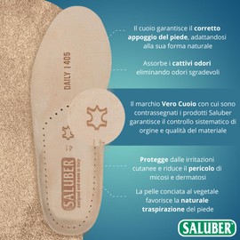 Saluber Style Daily 405 Orthotic Insoles, Poron+ Technology, Activated Carbon Membrane, Anti-Odor, Breathable Insoles for Men and Women, Shock Absorbing (40)