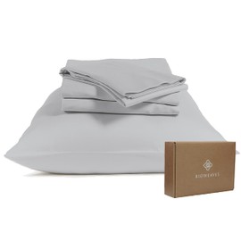BIOWEAVES 100% Organic Cotton Sheets, 300 Thread Count 4-Piece GOTS Certified Bed Sheet Set Fits Mattress Upto 17" Deep Pocket, Soft & Silky Sateen Weave (Queen, Glacier Gray)