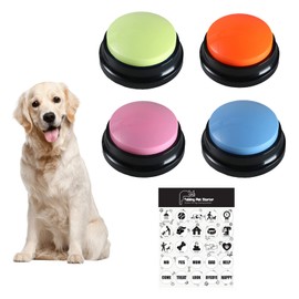 TITA-DONG 4Pcs Dog Button Pet Communication Button, Recordable Dog Training Buttons Dog Speaking Buttons, Dog Training Answer Buzzer Talking Buttons for Dogs Pet Cat Training Family Games