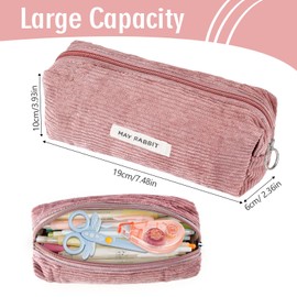 Maxmoc Pencil Case Corduroy Fabric Pencil Case Girls Pencil Case School Pencil Case for Women Girls, pink, simple