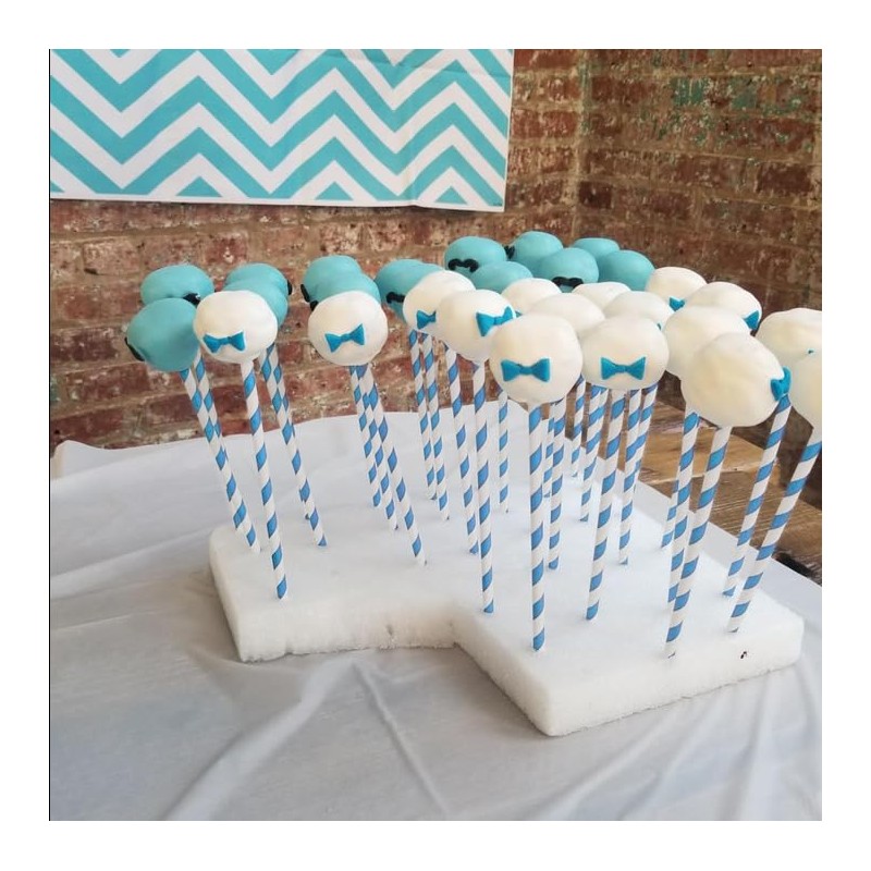 Light Blue Striped Drinking Paper Straws for Birthday Party Wedding