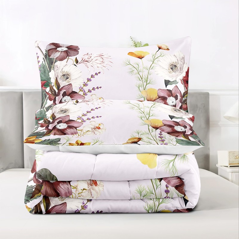 Raphus cucullatus Pink Flower Comforter Set Full,Cute Pretty Comforter Set