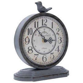 HZDHCLH Vintage Table Clock 23cm Silent Non Ticking Artistic Bird Mantel Clock Suitable For Home Office Decoration(dark gray)