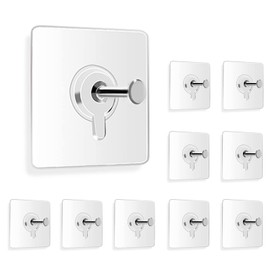ZEZOKK Adhesive Wall Hooks 13lb(Max), Wall Hangers Without Nails, Self Adhesive Thumb Hook, Picture Hangers Without Nails 10PCS