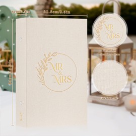 Lanpn Wedding Photo Album 4x6 300 Pockets, Linen Cover Newlywed Marriage Albums Slip in Holds 300 Horizontal Photos (Beige)