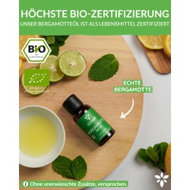 Heldengrün® Real Organic Bergamot Essential Oil, 100% Pure and Natural, Cold-Pressed, Edible, 3 x 30 ml