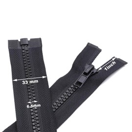 #5 Separating Sewing Zipper for Jacket: YZSFIRM 2Pcs Black 24 inch Plastic Zippers - Replacement Coat Open End Zipper Bulk