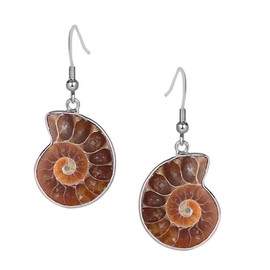 Mrotrida Women's Conch Shell Fossils Earrings Natural Snail Ammonite Dangle Earrings 1Pair