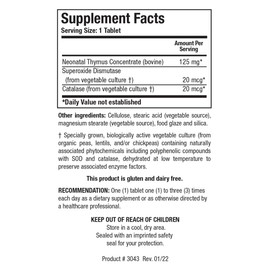 Biotics Research Cytozyme Thy Neonatal Thymus Concentrate, Supports Health of The Thymus Gland, Healthy Immune Response and Body Pathway Processes, Supports Immune System, 180 Tablets