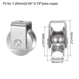 uxcell U Groove Wheel Pulley 304 Stainless Steel, 2.7" Dia Track Wheel Pulley Block Loading 2000lbs for Sliding Gate, Industrial Machines, Groove Width 0.98"