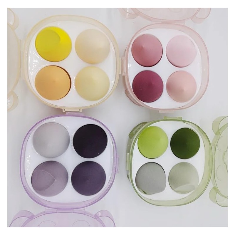 BWI Esponjas de Maquillaje para Base 4 Pack con Estuche