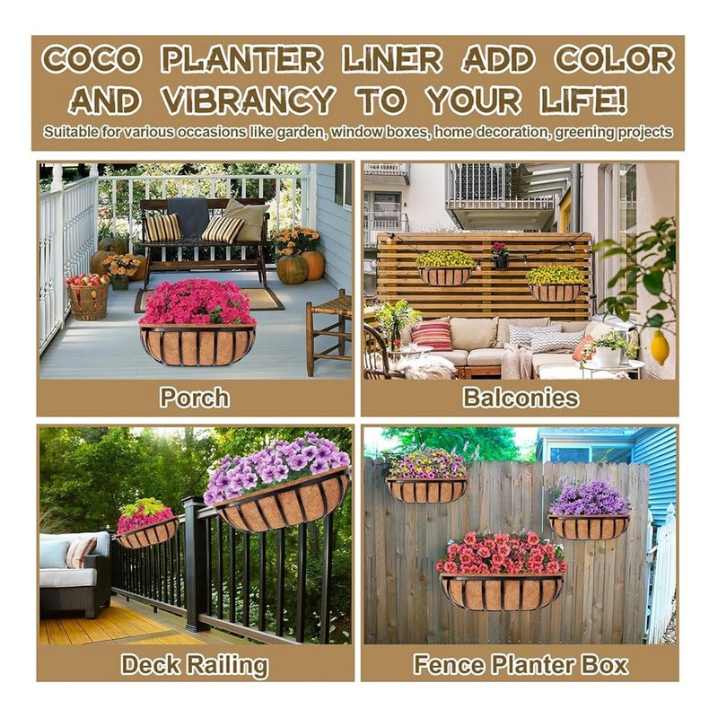 IMCCZONY 4 Pack 24 Inch Trough Coconut Liners, Natural Coconut