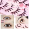 Renjzle False Eyelashes, Set of 10, Natural, Transparent Shank, Ultra