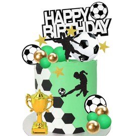 20 piezas de decoración para tartas de fútbol, fútbol, fútbol, deporte, fiesta de cumpleaños