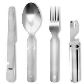 flintronic 4 Piece Camping Cutlery, 4 in 1 Stainless Steel Flatware Set with Bag, for Travel Outdoor Picnic Office School