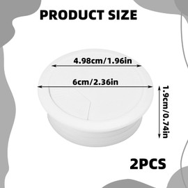2PCS Desk Cable Hole White Desk Grommet 60mm Inner Diameter Plastic Cable Desk Cable Grommet Cord Grommet Cable Tidies for Home and Office Table Surface Port Hole Covers