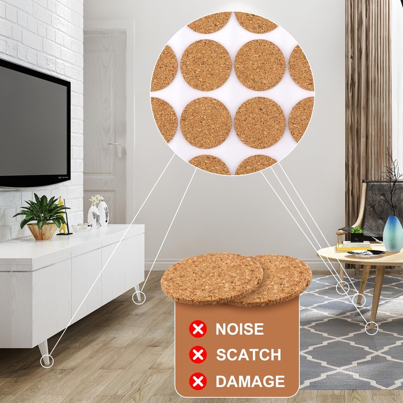 1000 Pcs 1 Inch Wood Self Adhesive Cork Pads Cabinet