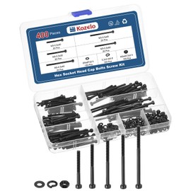 Kozelo 400pcs M3 Hex Socket Cap Bolt Kit Cap Bolt Nut Assortment Kit [M3x30/35/40/45/50mm] Alloy Steel Full Thread Black Oxide 12.9 Internal Hex Screws for 3D Printer