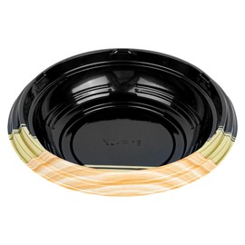 Restaurantware-Bento Tek 14.2 Ounce Meal Prep Containers, 100 Disposable Take Out Bowls - Lids Sold Separately, Round, Black And Gold Plastic Food Containers, Serve Poke, Noodles, Salads, And More