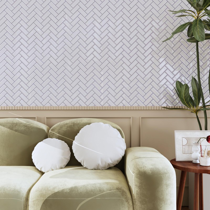 CRE8TIVE 16 Sheets Herringbone Peel and Stick Backsplash Tiles 12"x12"