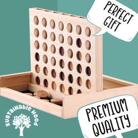 Jaques of London Wooden 4 in a Row Game | Wooden Games |Traditional Family Board Games | Score 4 Games | Since 1795