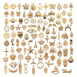HappyHome Charm Parts, Pendant Top, Accessory Parts, 100 Pieces, KC Gold, DIY Handmade Accessories, Metal, No Gemstone