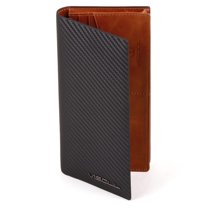 VISOUL Men's Bifold Long Wallet, IC Card Storage, No Coin