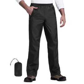 33,000ft Packable Rain Pants for Men Waterproof Hiking Pants Lightweight Rain Pants Outdoor Windproof Pant for Golf, Fishing Black