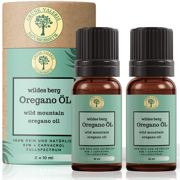 Wild Mountain Oregano Oil, 100% Natural, 82% + Carvacrol, 2 x 10 ml (20 ml) = 820 Drops, Natural Wild from Greece, Laboratory Tested
