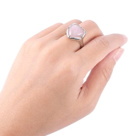 JSDDE Rose Quartz Healing Crystal Stones Ring Adjustable Heart Crystals Gemstone Rings Jewelry for Women Valentines Gift