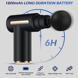 Deep Tissue Muscle Massager - 6 Speeds, Ultra Quiet Mini Massage Gun with Type-C Charging - Therapy, Durable - Color: Black