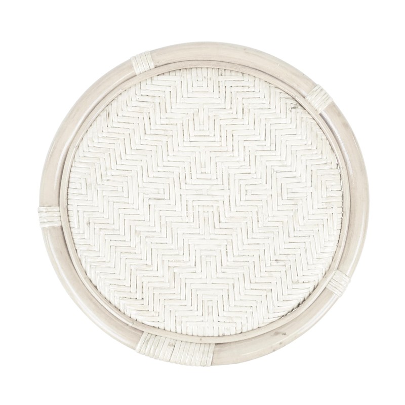 Breeze Handmade Rattan Wicker Stool Fully Assembled White Wash Color