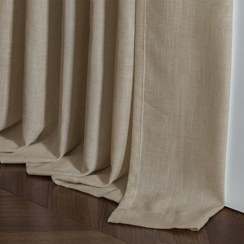 Pleated Linen Curtains 90 Inches Long for Living Room Pinch