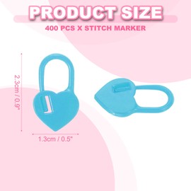 sourcing map 400pcs Stitch Markers, Heart Stitch Locking Stitch Marker Crochet Needle Clip Counter for DIY Handcraft Knitting and Crocheting, Blue