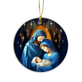 Holy Family Nativity Ornament – Religious Christmas Ornament Featuring Mary, Joseph & Baby Jesus, Christian Faith Décor, Sacred Birth of Christ Ornament, Inspirational Gift for Believers & Families