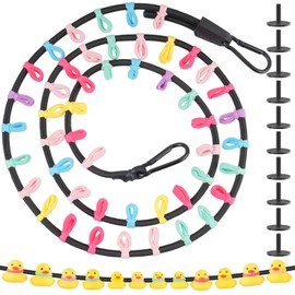 NiHome Car Decoration Toy Duck Holder for Front or Rear Car Hanging, Extended Elastic Cord with 50 Colorful Elastic Bands & 10 Duck Stoppers, Vibrant Decorative Touch Adds Personality to Car Dashboard