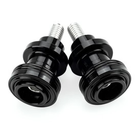 CCYYMOWOK Pack of 2 M8 Stand Mount Bobbins Repair Stand Swing Spools for Mortor Bike Accessories Universal 8 mm Thread Swing Fork Nuts Motorcycle Stand Swing Adapter Rear Aluminium (Black)