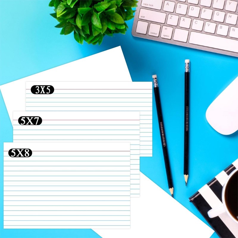 300 Pcs Pinovk Index Cards 3x5 Ruled - White Lined