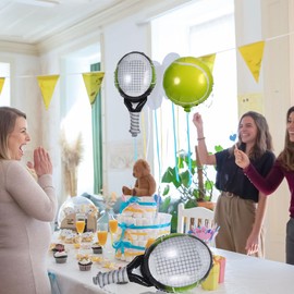 DOITOOL Grüne Tennis-Party-Ballons, 4 Sets, Tennis-Party-Dekorationen, Folienballons für Sport-Themen-Geburtstagsdekorationen, Foto-Requisiten, 45,7 cm