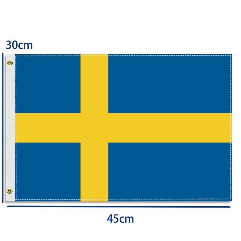 12×18 inch Sweden Nautical Flag, 30×45 CM Small 100D Swedish