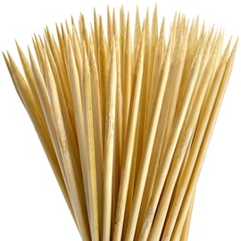 200PCS Natural Bamboo Skewers, 10 Inch Wooden Skewers for BBQ, Appetizers, Fruit, Cocktail, Grilling, Kabob, Chocolate Fountain - Thick Skewer Sticks for Party, Kitchen, Craft, Bouquet (Φ=4mm)