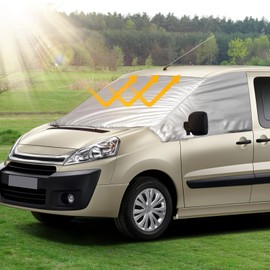 RASHION Windschutzscheiben Abdeckung Kompatibel mit Citroen Jumpy FIAT Scudo Peugeot Expert 2007-2016 Toyota Proace 2013-2016, Externe Frontscheiben Sonnenschutz, Schnee Eisschutz Wrap Abdeckung