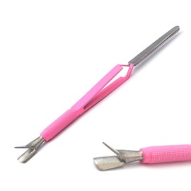 OdontoMed2011 Pink Color Universal Tweezer 7'' Acrylic Nail Art Pincher Nail Cleaner Cuticle Pusher Tweezer Nail Pinching Tool Stainless Dual-end False Nail Shaping Tweezers C-Curve Manicure Tools