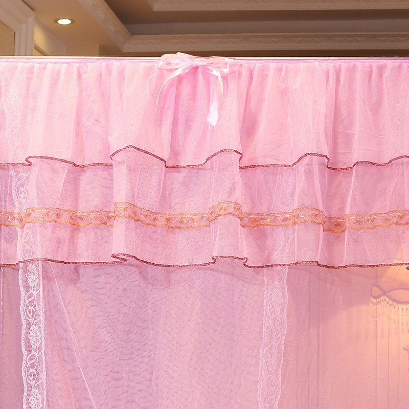 Luxury Princess Three Side Openings Post Bed Curtain Canopy Netting