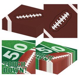 Litmitfu 50 Pack Football Napkins Sets - Football Party Supplies, Rugby Football Field Touchdown Design Disposable Luncheon Dinner Party Paper Napkins for Football Game Day Tailgate Party Favors Decorations