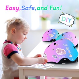 Sticker Adjustable Color Gradient Bike Kids Toddler Helmet and pads for Kids 3-5-8-14+Boys Girls Child Skateboard Helmet with Knee Pad Elbow Pads Guards,Riding Scooter Roller Inline skatings Longboard
