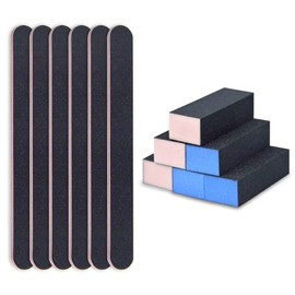 CGBE Lima de uñas,Nail Files and Buffer Manicure Tools Kit Rectangular Nail Buffer Block 100/180 Grit Nail File Nail Care File Buffer Tool 12Pcs，Adecuado para técnicos de uñas.