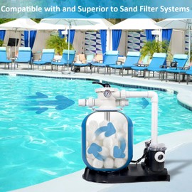 MIKAILE 800g Pool Filter Balls, Eco-Friendly Filter Media for Swimming Pool and Bath Center Bathtubs, Suitable for All Sand Filter Systems (Equals 30kg Pool Filter Sand)