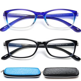 EYEURL 2 Pack Reading Glasses Blue Light Blocking Readers for Women-TR90 Lightweight Computer Reading Glasses Stylish Rectangular Frames Eyeglasses+3.5